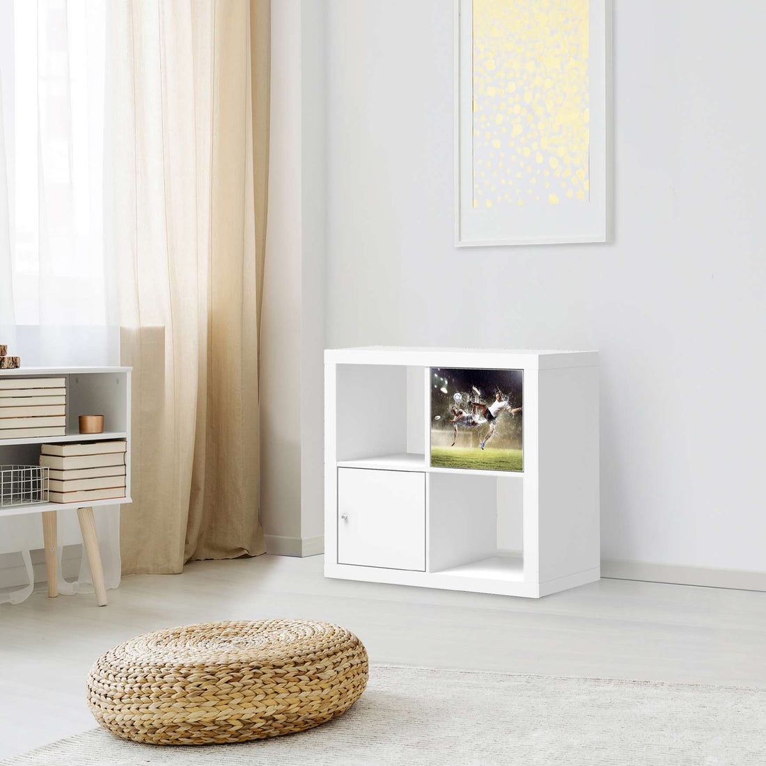 Selbstklebende Folie Soccer - IKEA Kallax Regal 1 Türe - Kinderzimmer