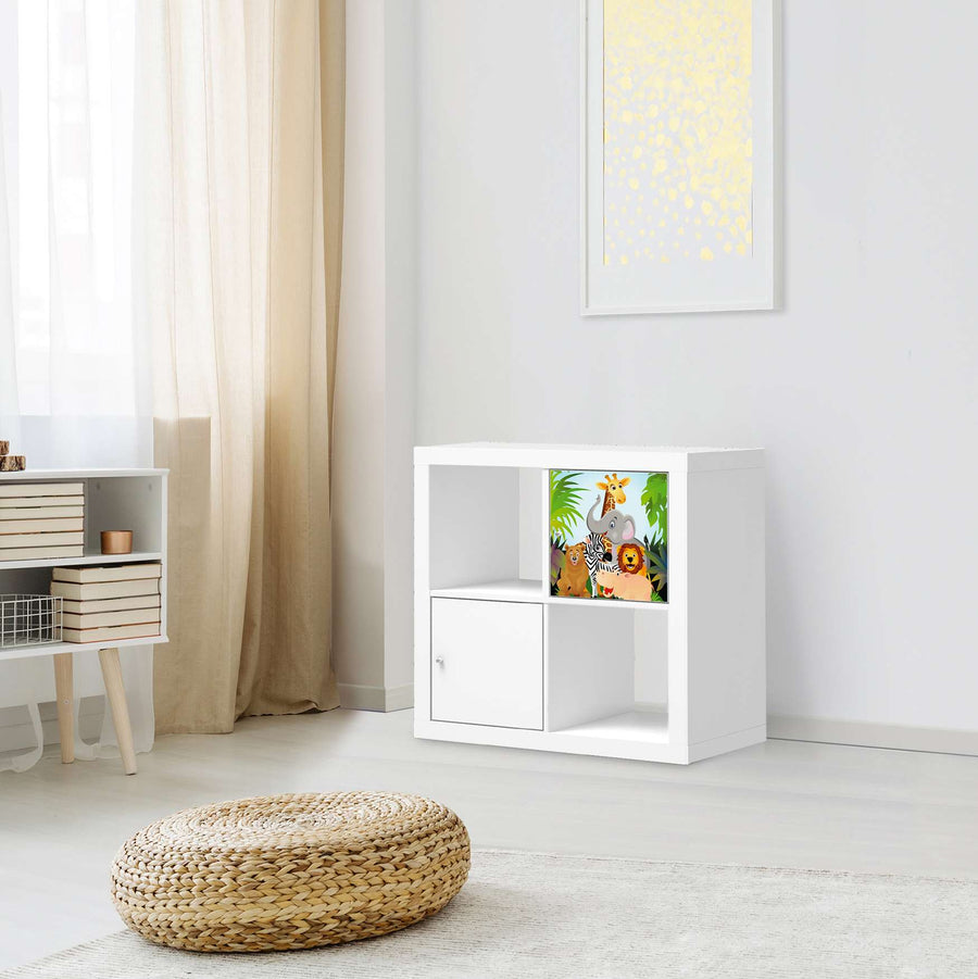 Selbstklebende Folie Wild Animals - IKEA Kallax Regal 1 Türe - Kinderzimmer