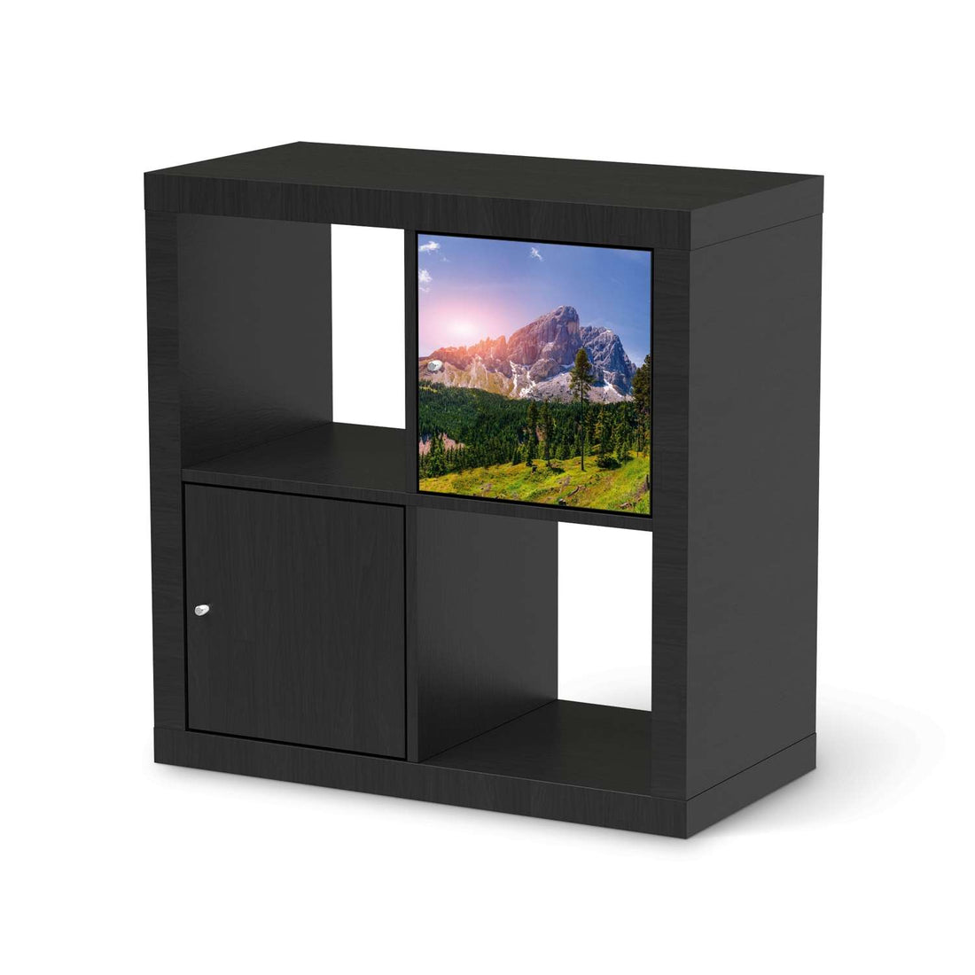 Selbstklebende Folie Alpenblick - IKEA Kallax Regal 1 Türe - schwarz