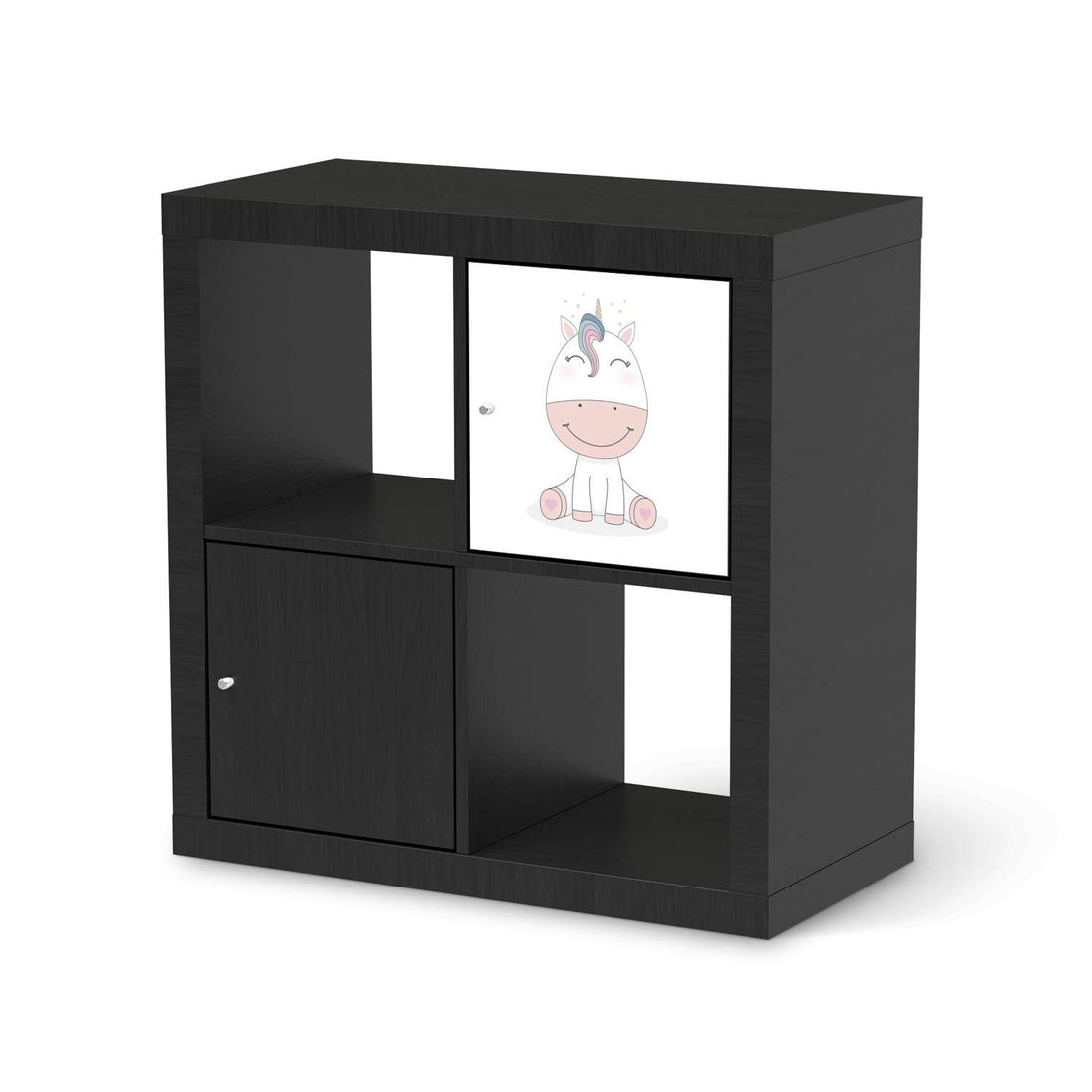 Selbstklebende Folie Baby Unicorn - IKEA Kallax Regal 1 Türe - schwarz