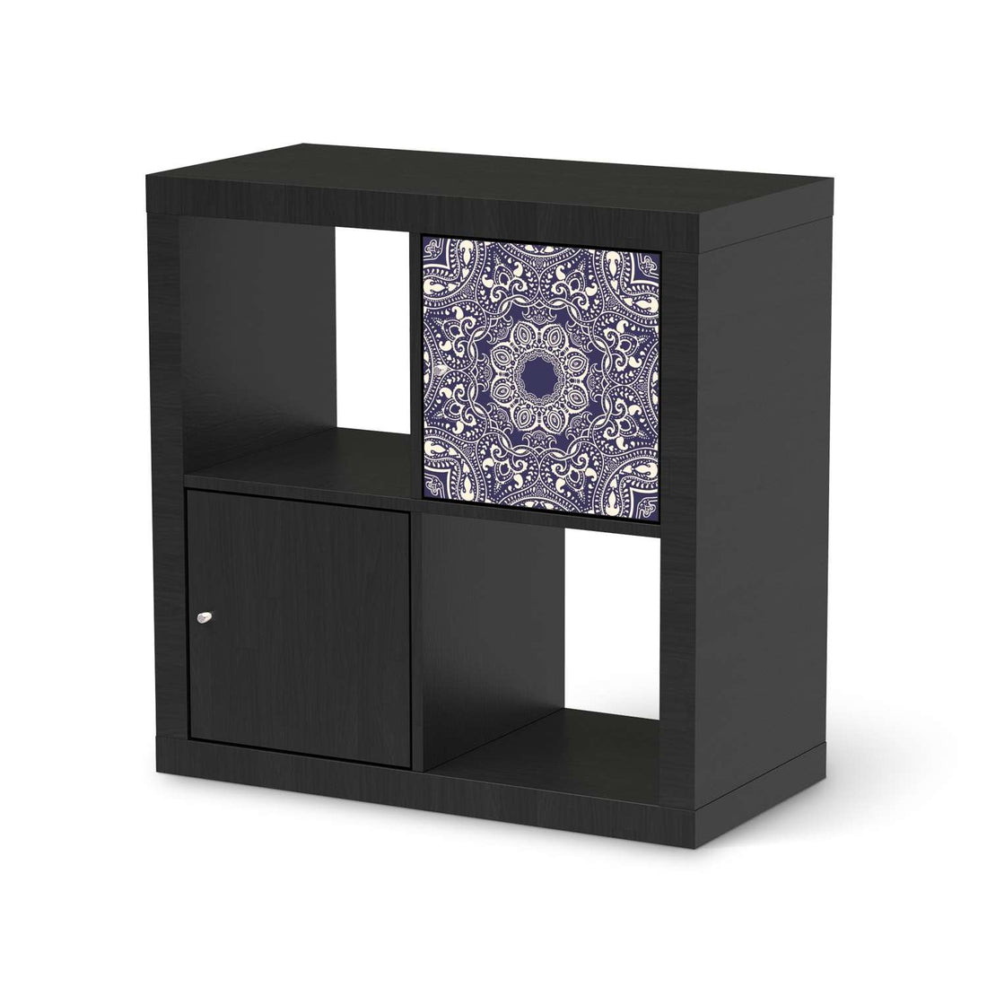 Selbstklebende Folie Blue Mandala - IKEA Kallax Regal 1 Türe - schwarz