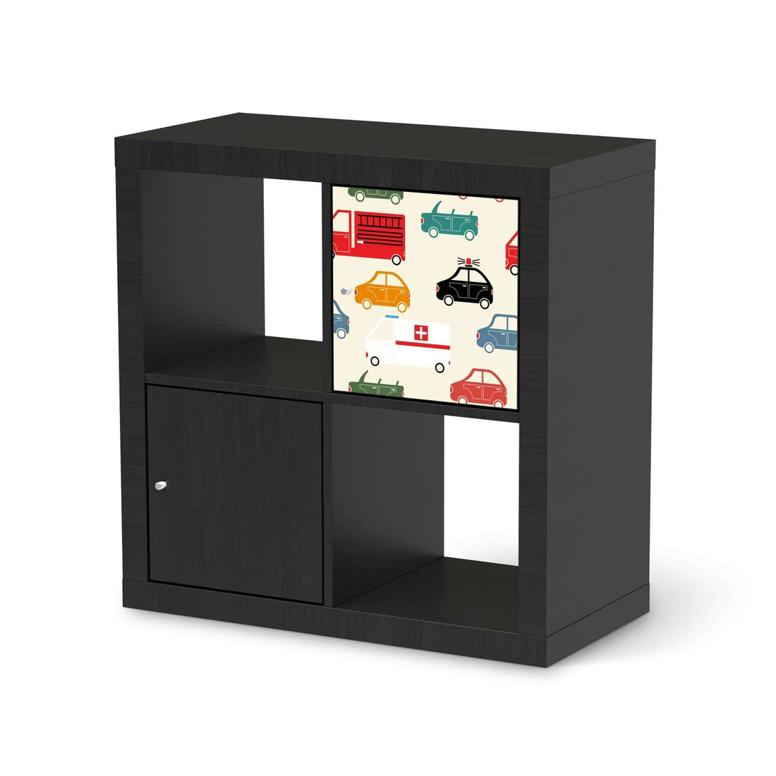 Selbstklebende Folie Cars - IKEA Kallax Regal 1 Türe - schwarz