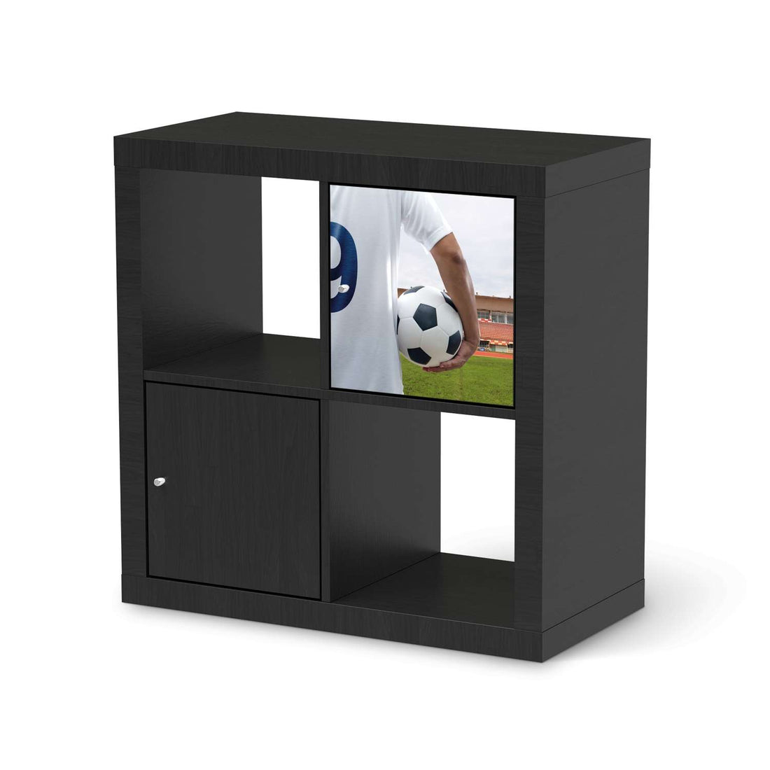 Selbstklebende Folie Footballmania - IKEA Kallax Regal 1 Türe - schwarz