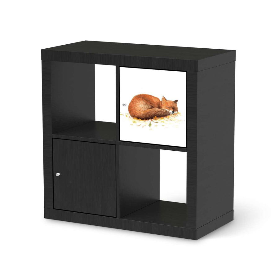 Selbstklebende Folie Fuchs - IKEA Kallax Regal 1 Türe - schwarz
