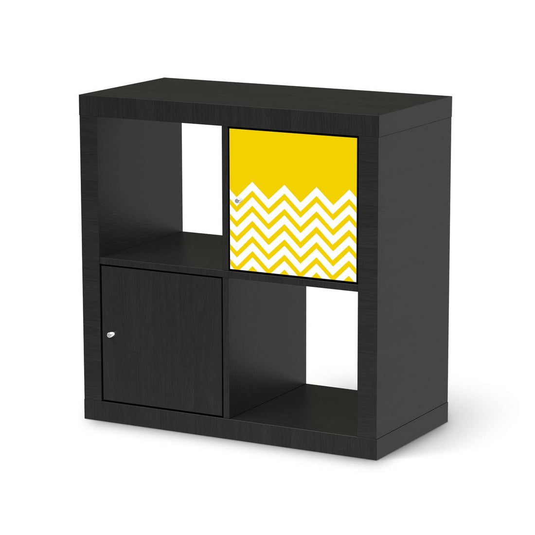 Selbstklebende Folie Gelbe Zacken - IKEA Kallax Regal 1 Türe - schwarz