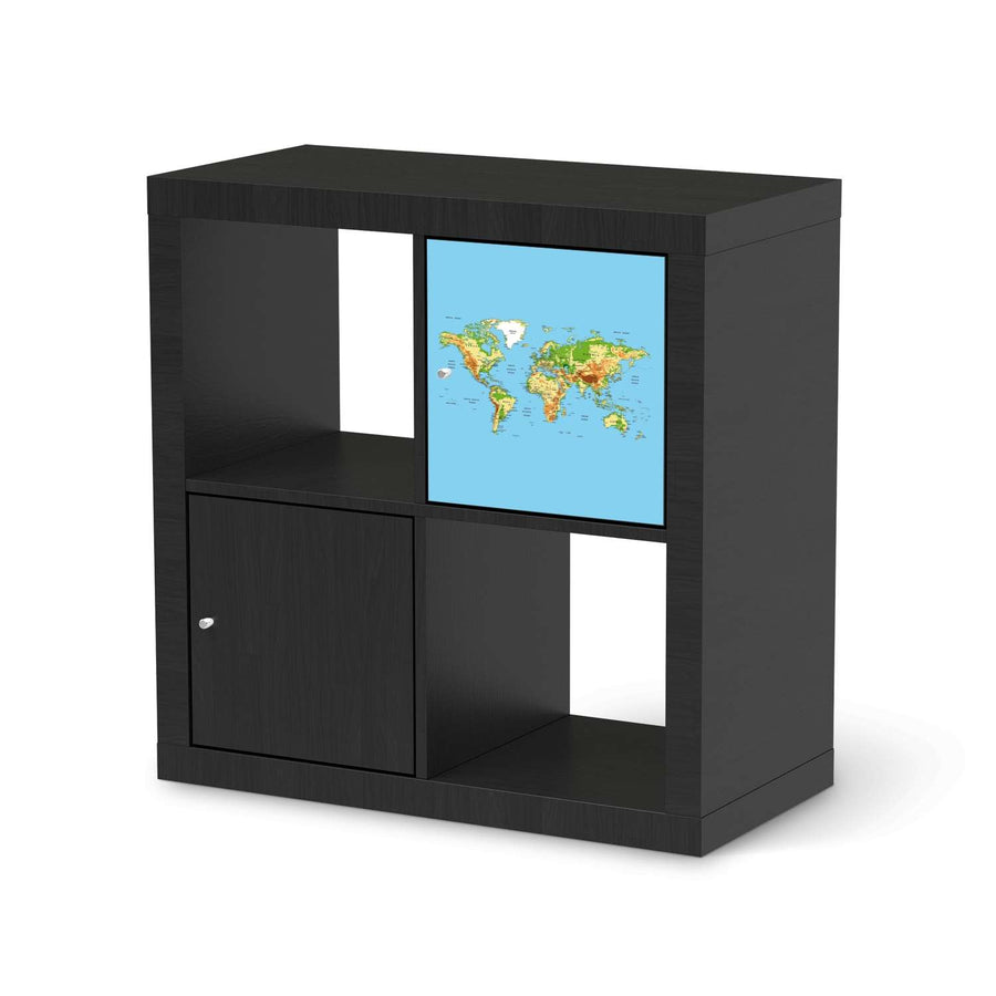 Selbstklebende Folie Geografische Weltkarte - IKEA Kallax Regal 1 Türe - schwarz