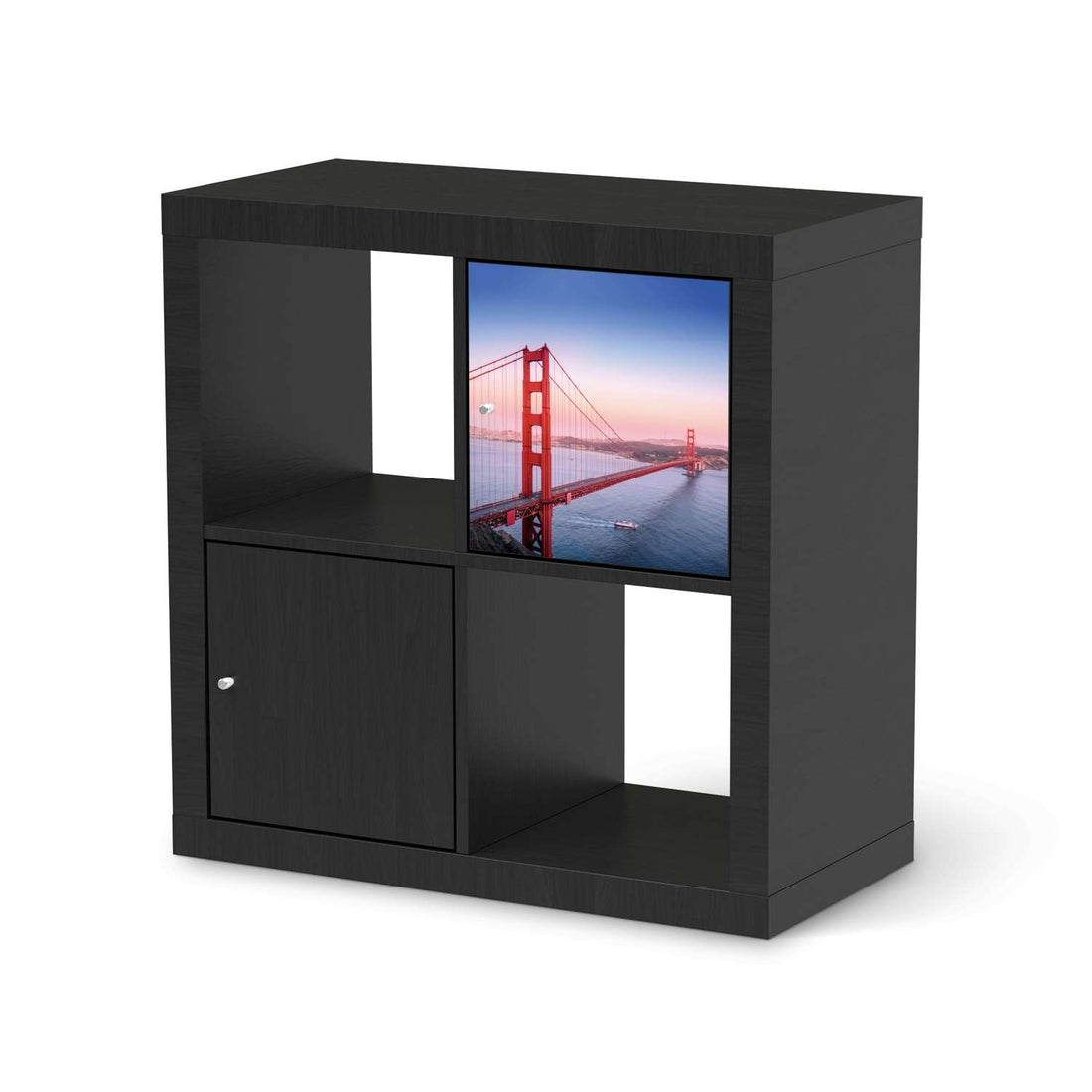 Selbstklebende Folie Golden Gate - IKEA Kallax Regal 1 Türe - schwarz