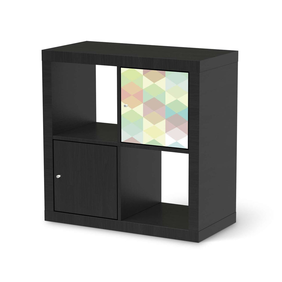 Selbstklebende Folie Melitta Pastell Geometrie - IKEA Kallax Regal 1 Türe - schwarz