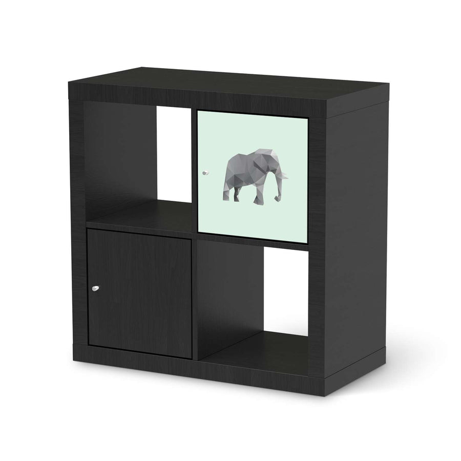 Selbstklebende Folie Origami Elephant - IKEA Kallax Regal 1 Türe - schwarz