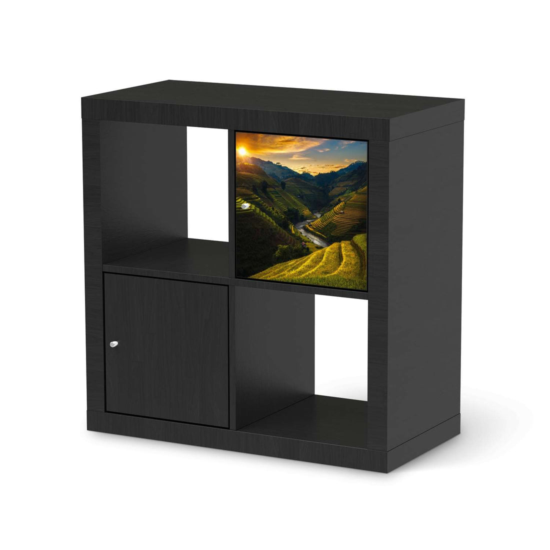 Selbstklebende Folie Reisterrassen - IKEA Kallax Regal 1 Türe - schwarz