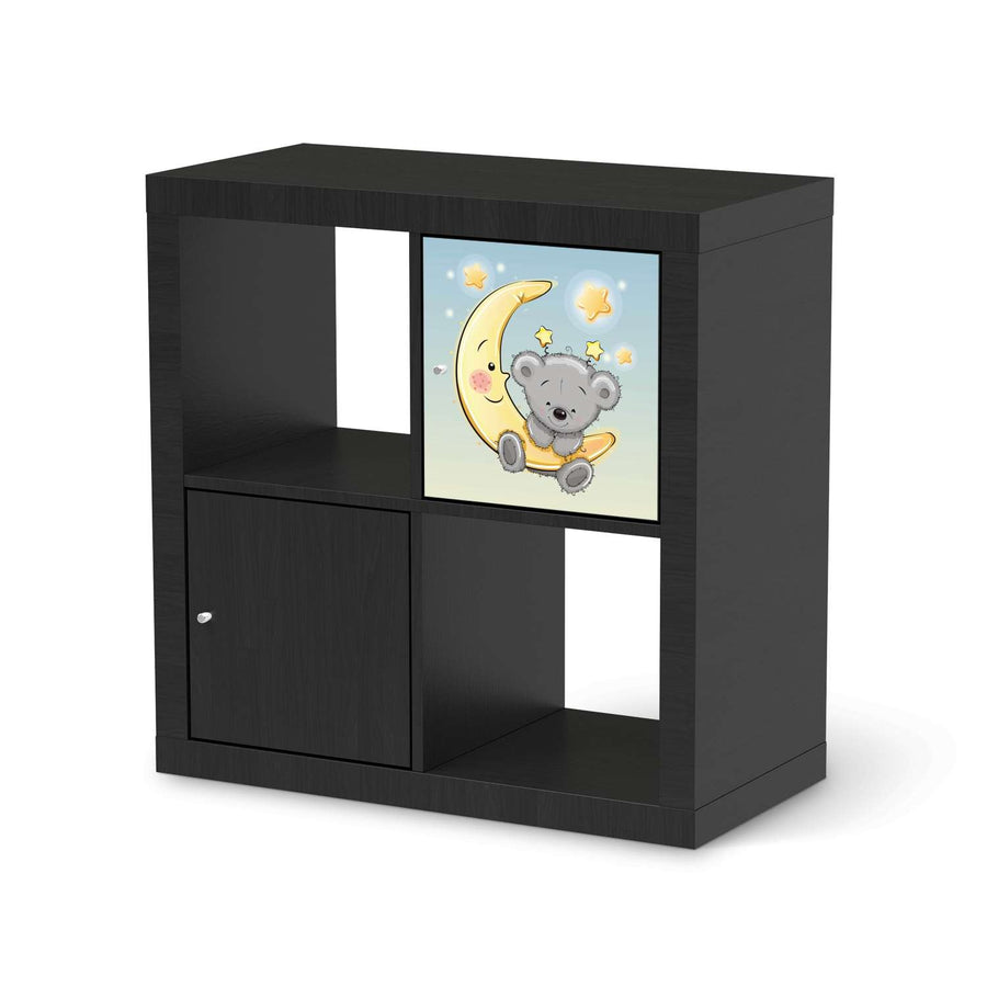 Selbstklebende Folie Teddy und Mond - IKEA Kallax Regal 1 Türe - schwarz