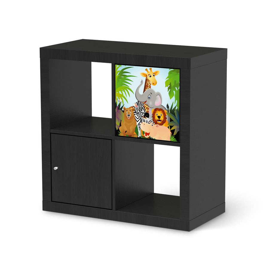 Selbstklebende Folie Wild Animals - IKEA Kallax Regal 1 Türe - schwarz