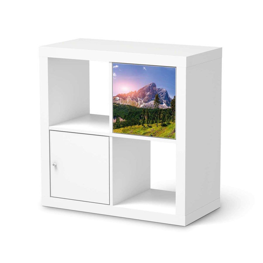 Selbstklebende Folie Alpenblick - IKEA Kallax Regal 1 Türe  - weiss