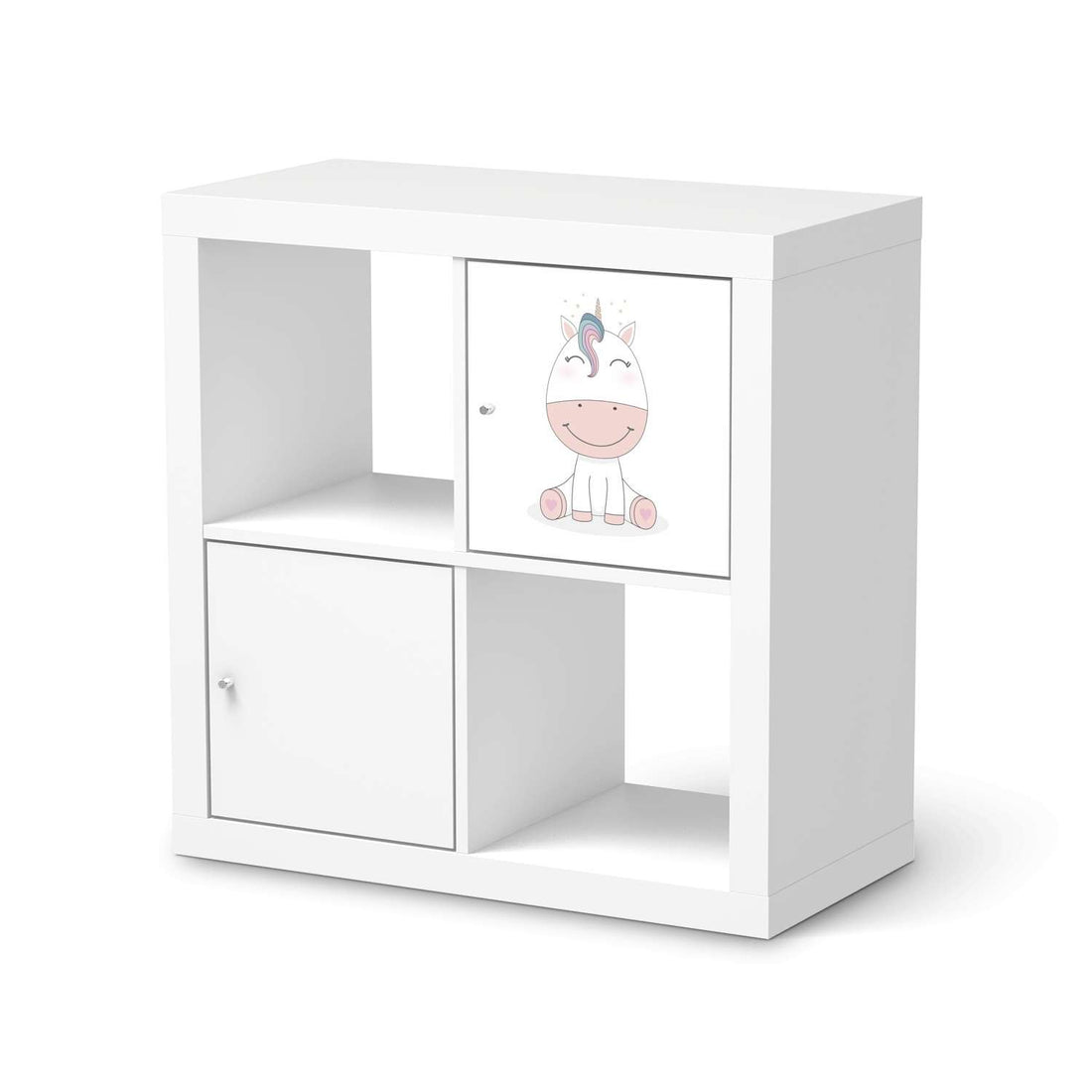 Selbstklebende Folie Baby Unicorn - IKEA Kallax Regal 1 Türe  - weiss
