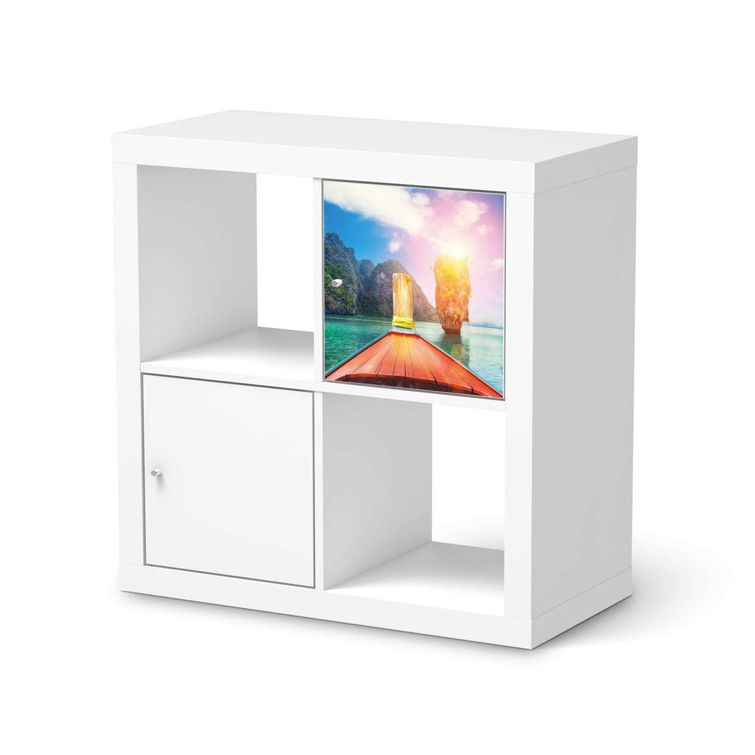Selbstklebende Folie Blue Water Lagoon - IKEA Kallax Regal 1 Türe  - weiss