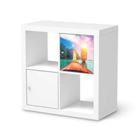Selbstklebende Folie Blue Water Lagoon - IKEA Kallax Regal 1 Türe  - weiss