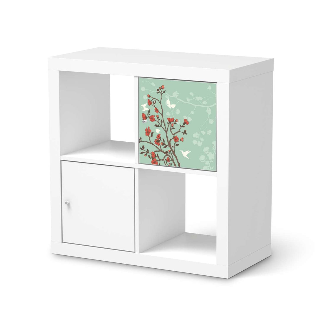 Selbstklebende Folie Blütenzauber - IKEA Kallax Regal 1 Türe  - weiss