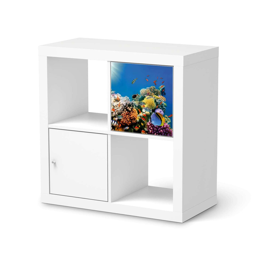Selbstklebende Folie Coral Reef - IKEA Kallax Regal 1 Türe  - weiss