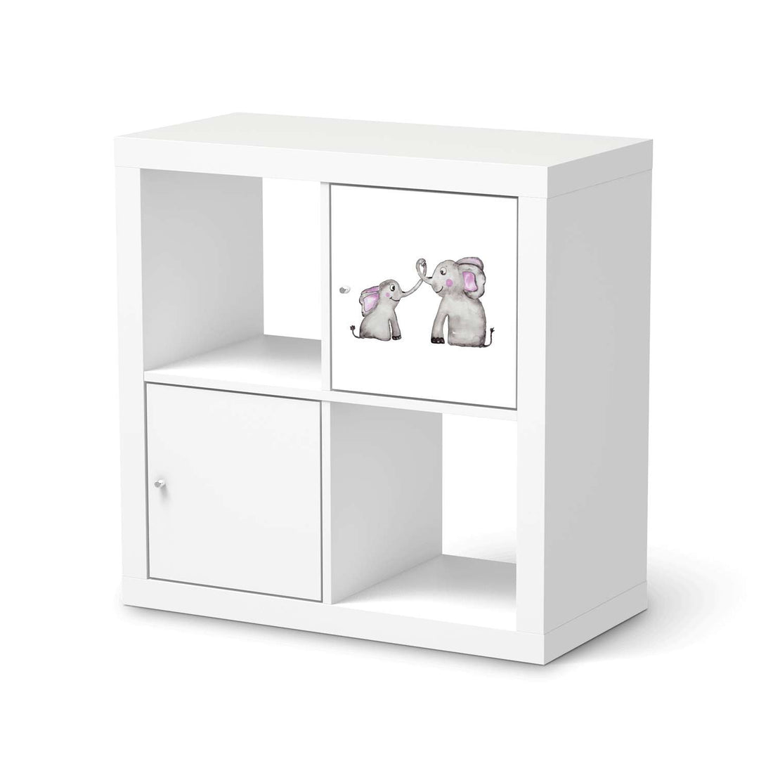 Selbstklebende Folie Elefanten - IKEA Kallax Regal 1 Türe  - weiss
