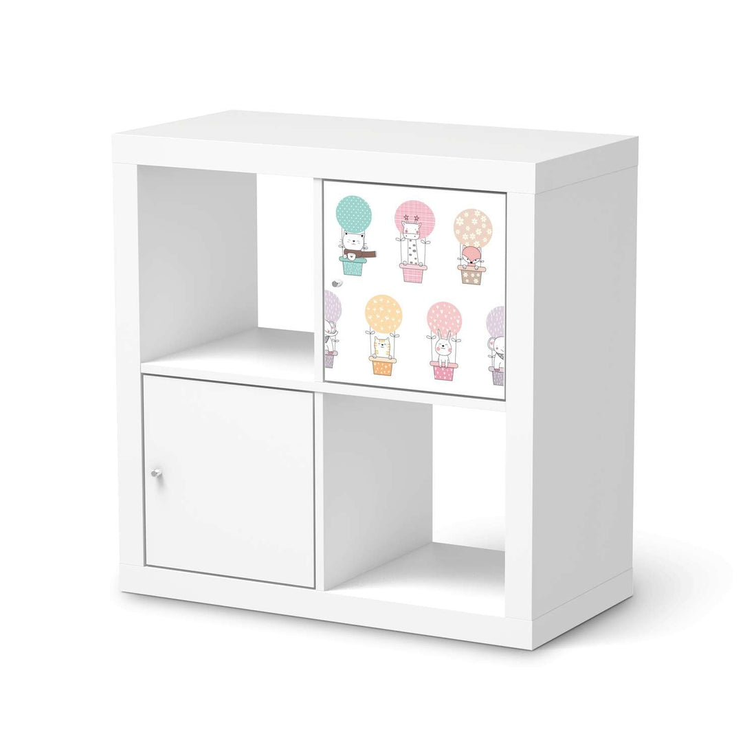 Selbstklebende Folie Flying Animals - IKEA Kallax Regal 1 Türe  - weiss