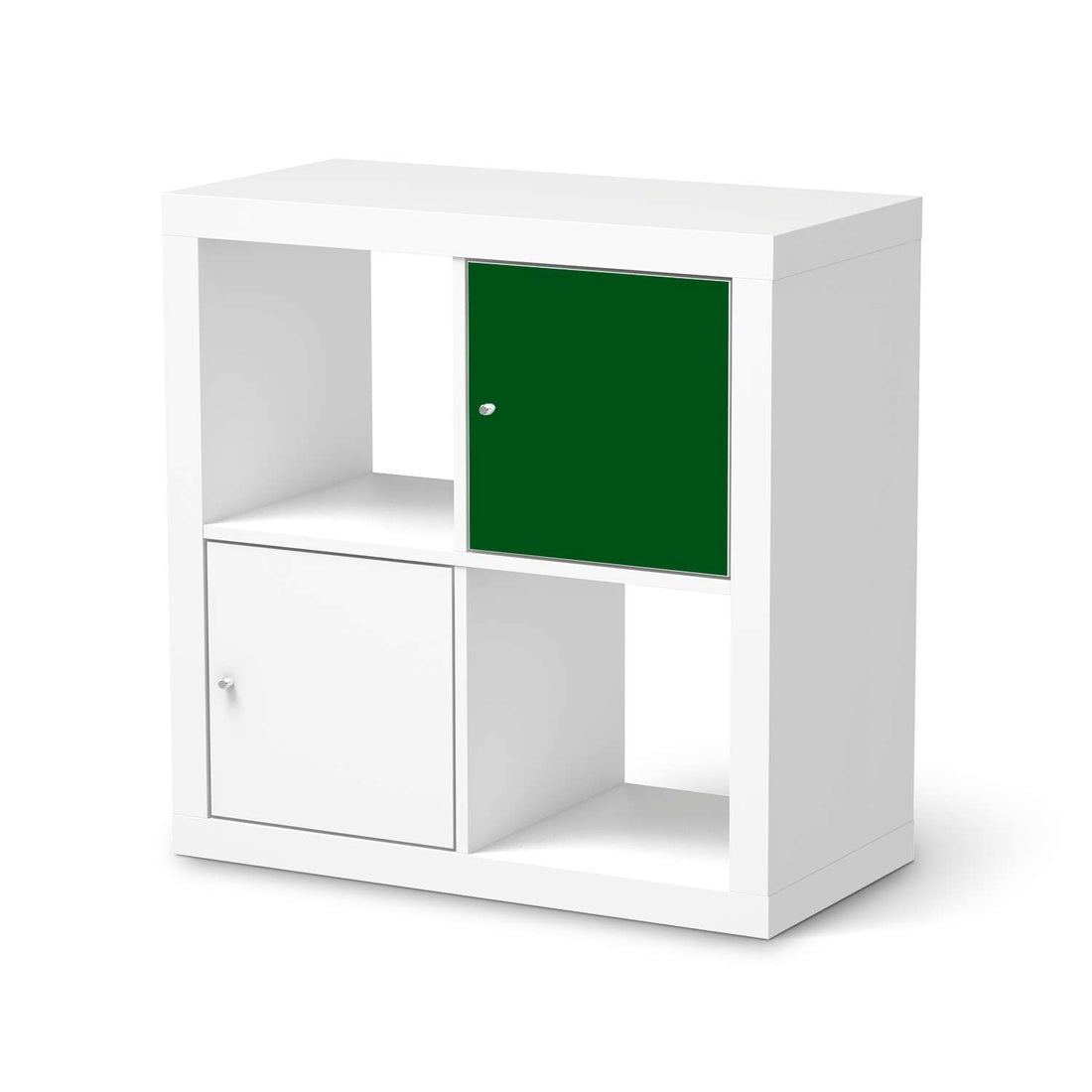 Selbstklebende Folie Grün Dark - IKEA Kallax Regal 1 Türe  - weiss