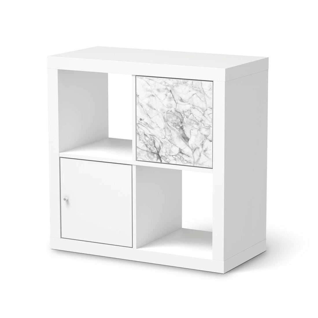 Selbstklebende Folie Marmor weiß - IKEA Kallax Regal 1 Türe  - weiss