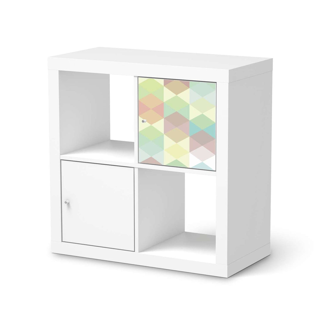 Selbstklebende Folie Melitta Pastell Geometrie - IKEA Kallax Regal 1 Türe  - weiss