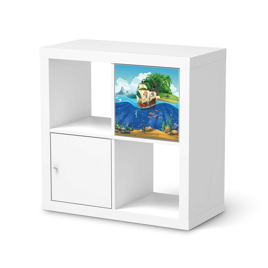 Selbstklebende Folie Pirates - IKEA Kallax Regal 1 Türe  - weiss