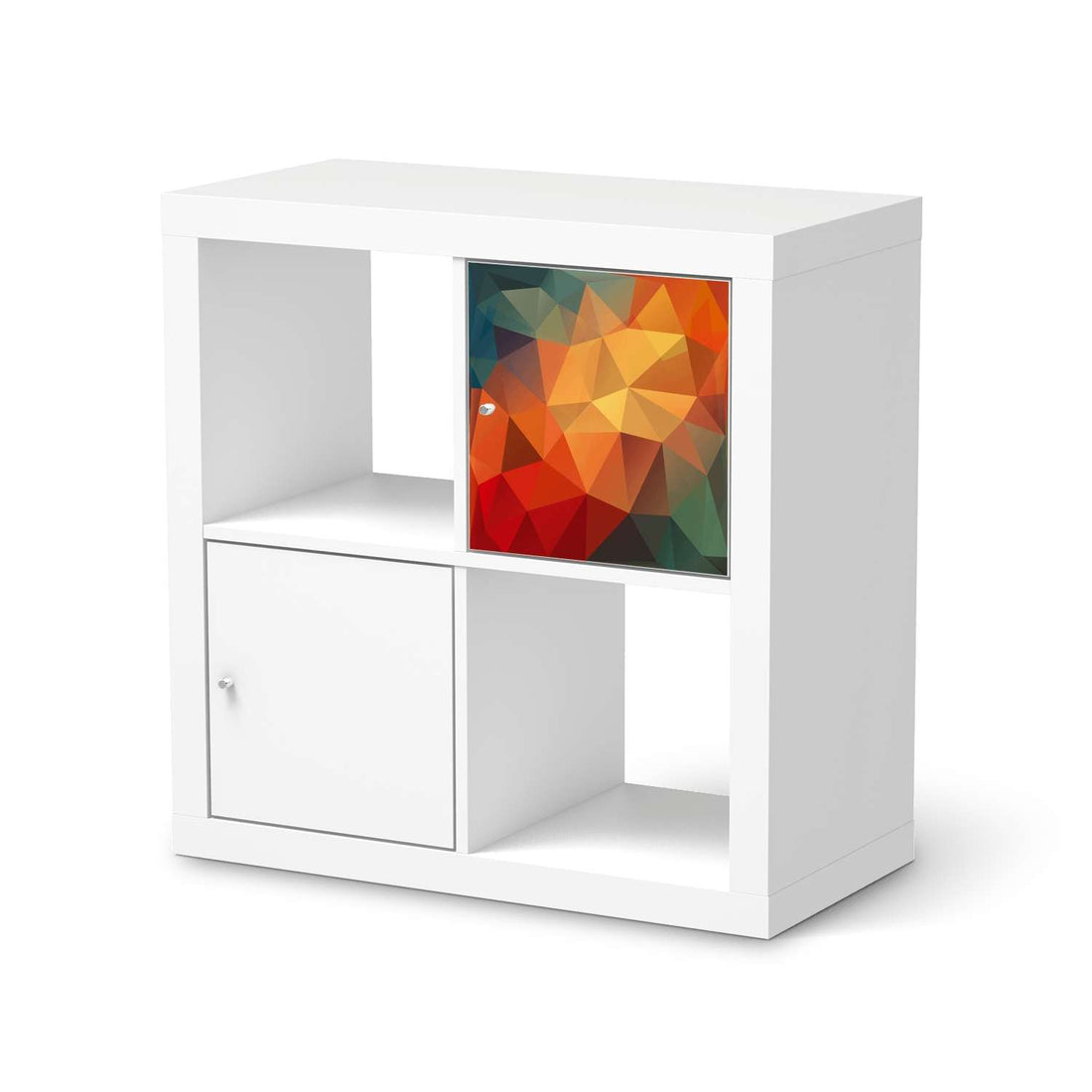 Selbstklebende Folie Polygon - IKEA Kallax Regal 1 Türe  - weiss