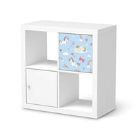 Selbstklebende Folie Rainbow Unicorn - IKEA Kallax Regal 1 Türe  - weiss