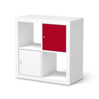 Selbstklebende Folie Rot Dark - IKEA Kallax Regal 1 Türe  - weiss