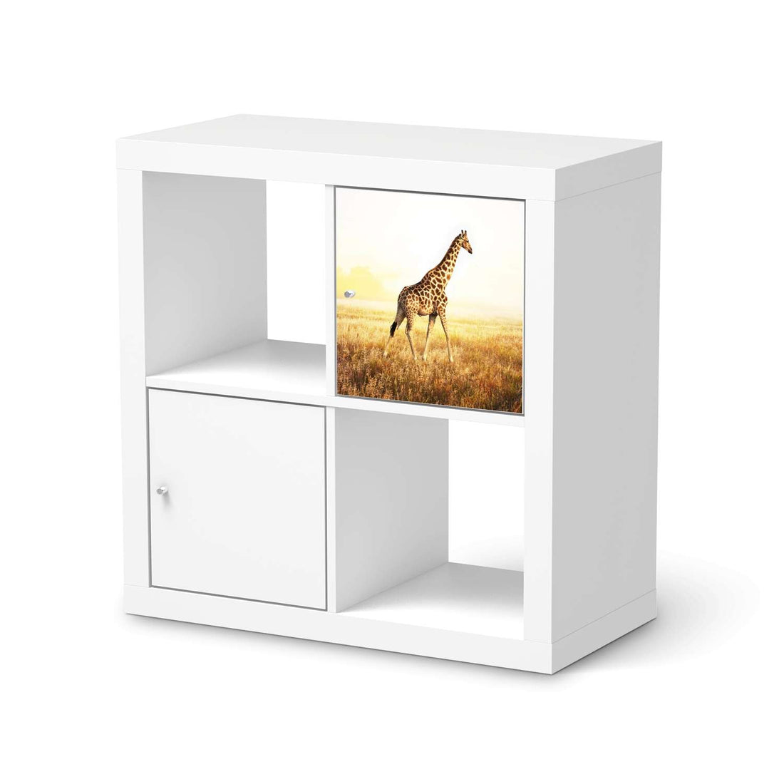 Selbstklebende Folie Savanna Giraffe - IKEA Kallax Regal 1 Türe  - weiss