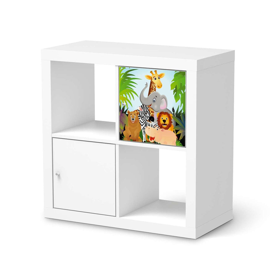Selbstklebende Folie Wild Animals - IKEA Kallax Regal 1 Türe  - weiss