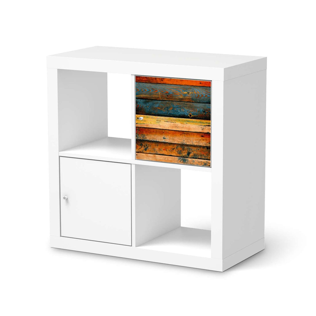 Selbstklebende Folie Wooden - IKEA Kallax Regal 1 Türe  - weiss