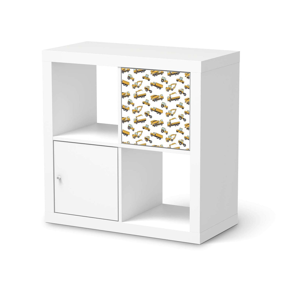 Selbstklebende Folie Working Cars - IKEA Kallax Regal 1 Türe  - weiss