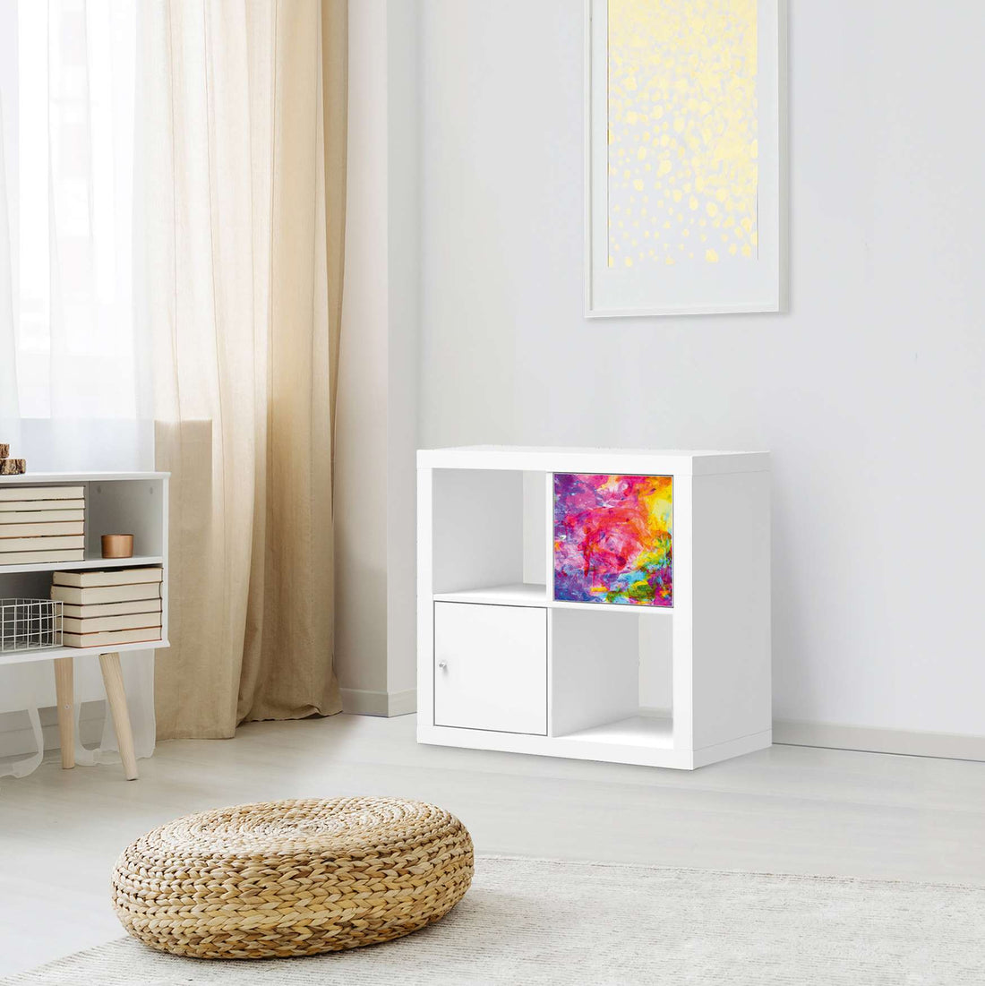 Selbstklebende Folie Abstract Watercolor - IKEA Kallax Regal 1 Türe - Wohnzimmer