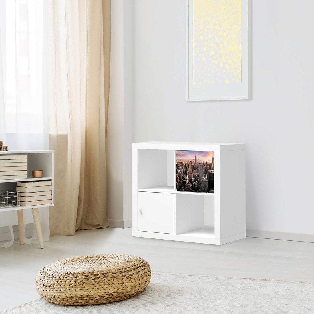 Selbstklebende Folie Big Apple - IKEA Kallax Regal 1 Türe - Wohnzimmer
