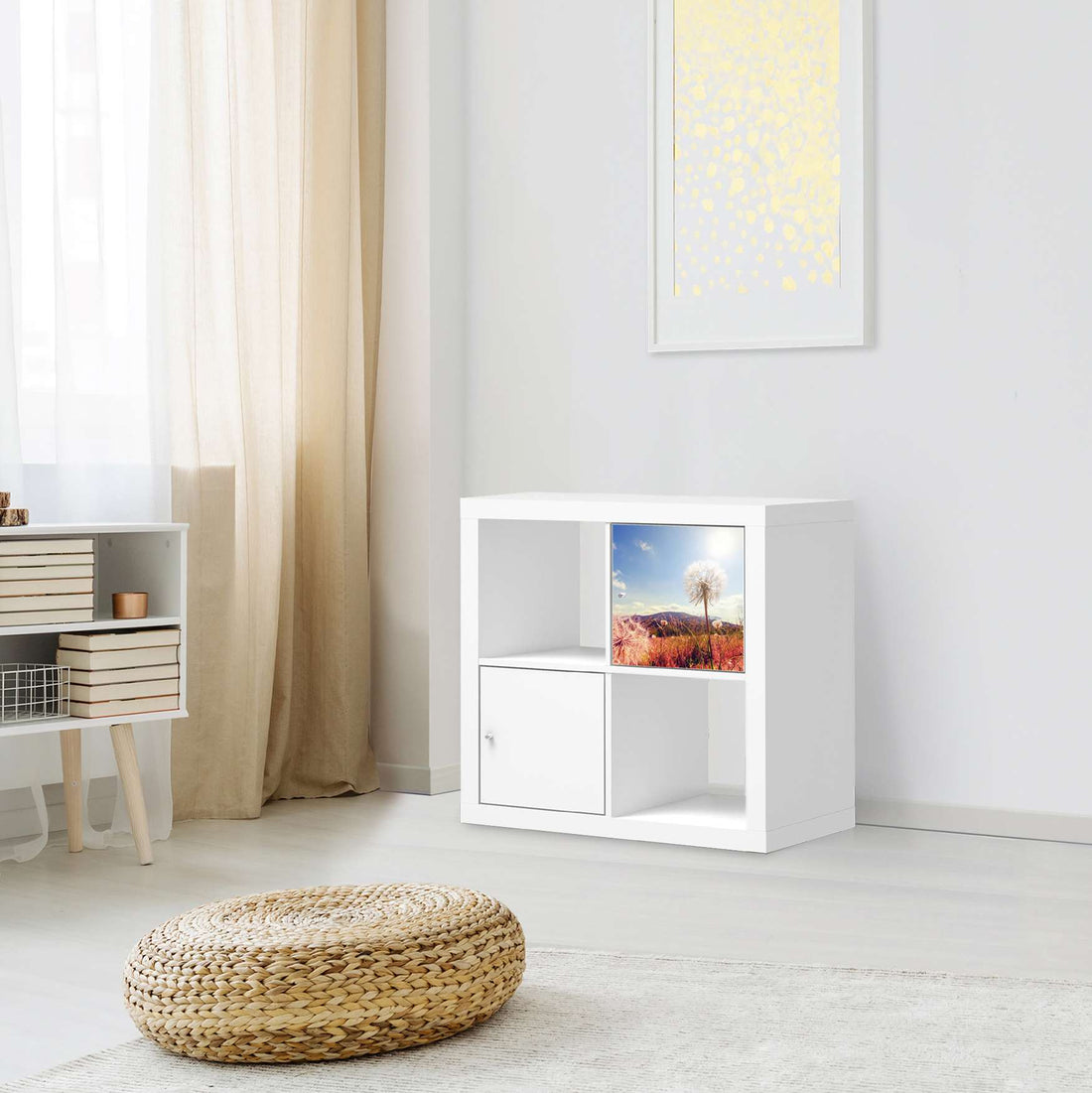 Selbstklebende Folie Dandelion - IKEA Kallax Regal 1 Türe - Wohnzimmer