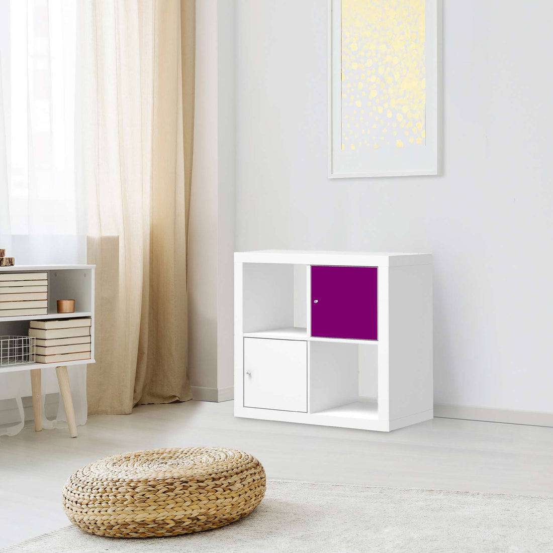 Selbstklebende Folie Flieder Dark - IKEA Kallax Regal 1 Türe - Wohnzimmer