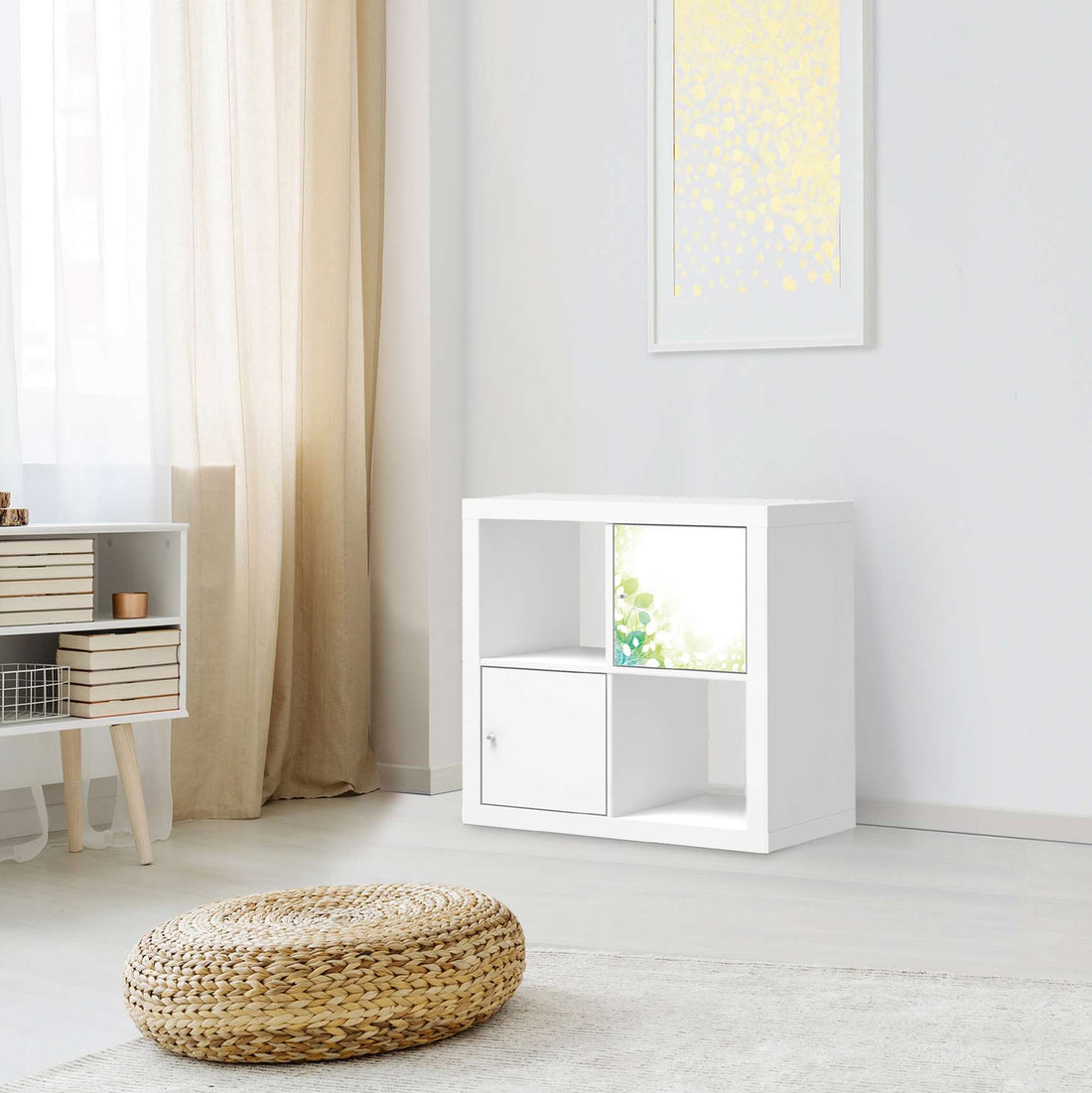 Selbstklebende Folie Flower Light - IKEA Kallax Regal 1 Türe - Wohnzimmer