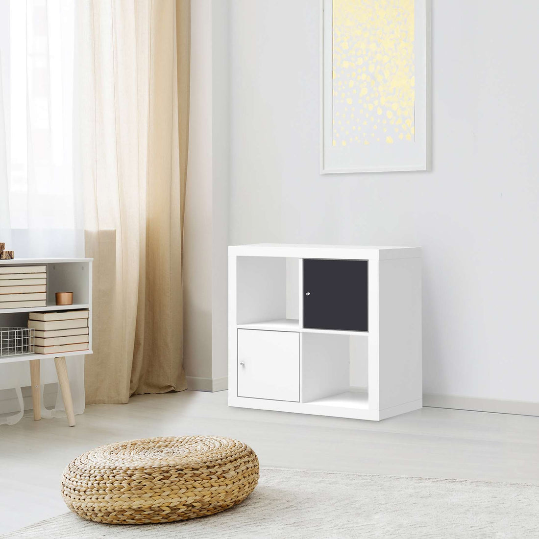 Selbstklebende Folie Grau Dark - IKEA Kallax Regal 1 Türe - Wohnzimmer