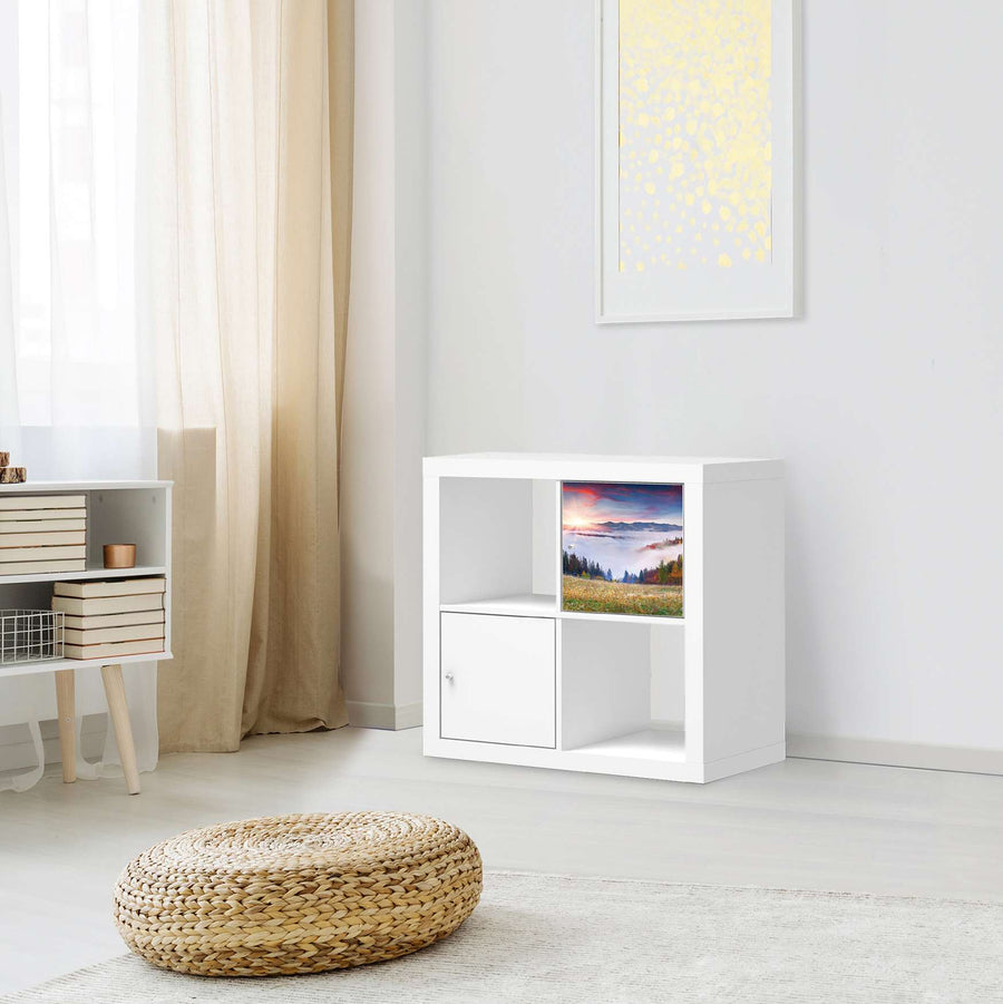 Selbstklebende Folie Herbstwald - IKEA Kallax Regal 1 Türe - Wohnzimmer