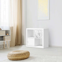 Selbstklebende Folie Marmor weiß - IKEA Kallax Regal 1 Türe - Wohnzimmer
