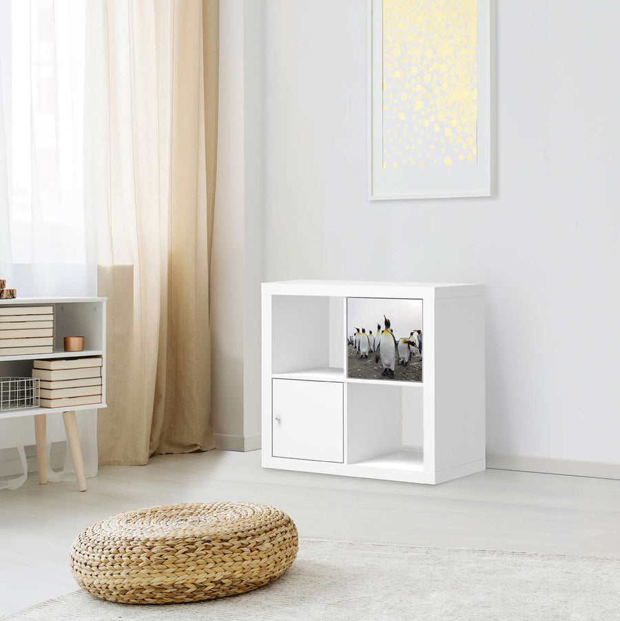 Selbstklebende Folie Penguin Family - IKEA Kallax Regal 1 Türe - Wohnzimmer