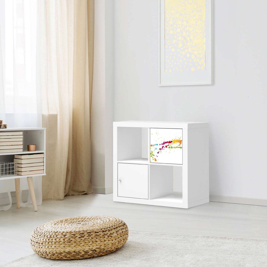 Selbstklebende Folie Splash 2 - IKEA Kallax Regal 1 Türe - Wohnzimmer