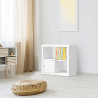 Selbstklebende Folie Watercolor Stripes - IKEA Kallax Regal 1 Türe - Wohnzimmer