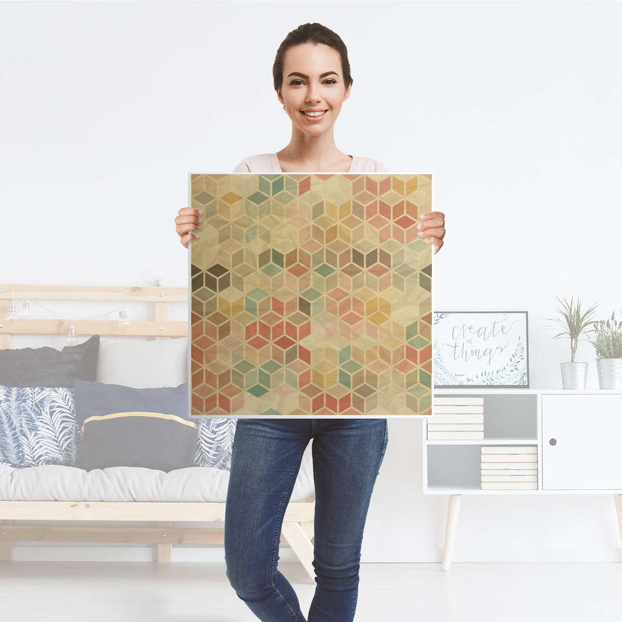 Selbstklebende Folie 3D Retro - IKEA Lack Tisch 78x78 cm - Folie