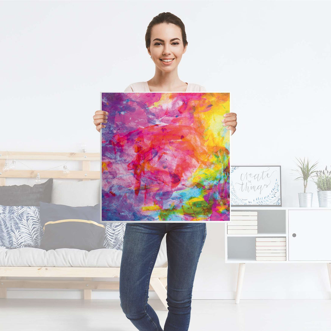Selbstklebende Folie Abstract Watercolor - IKEA Lack Tisch 78x78 cm - Folie