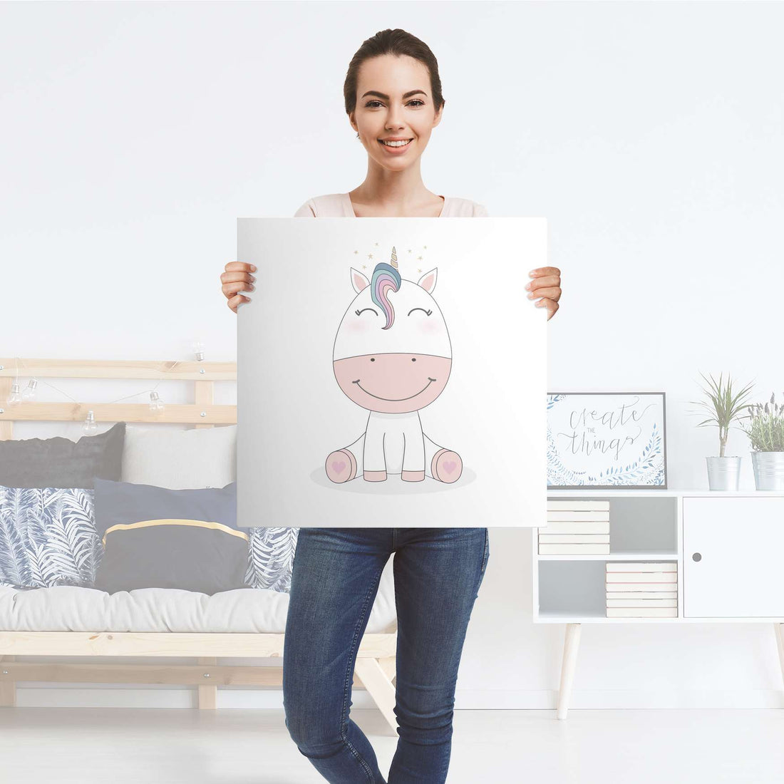 Selbstklebende Folie Baby Unicorn - IKEA Lack Tisch 78x78 cm - Folie