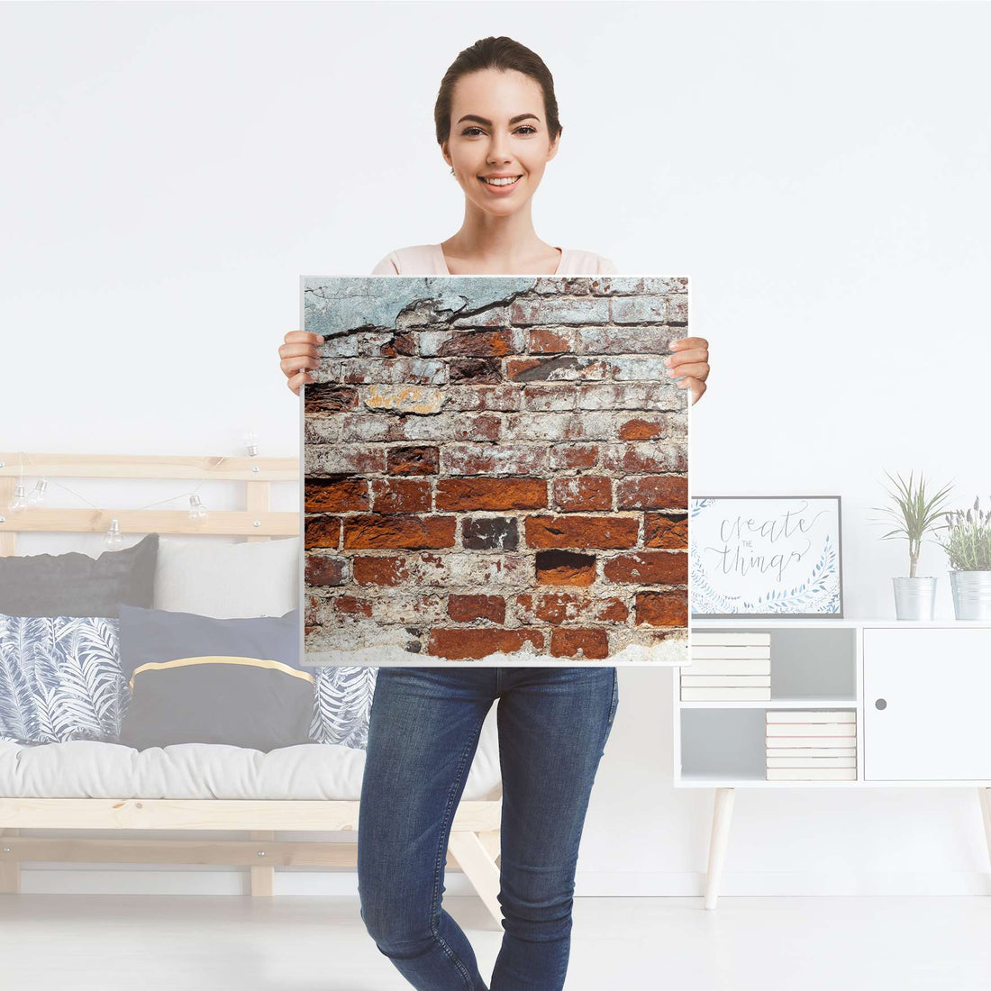Selbstklebende Folie Backstein - IKEA Lack Tisch 78x78 cm - Folie